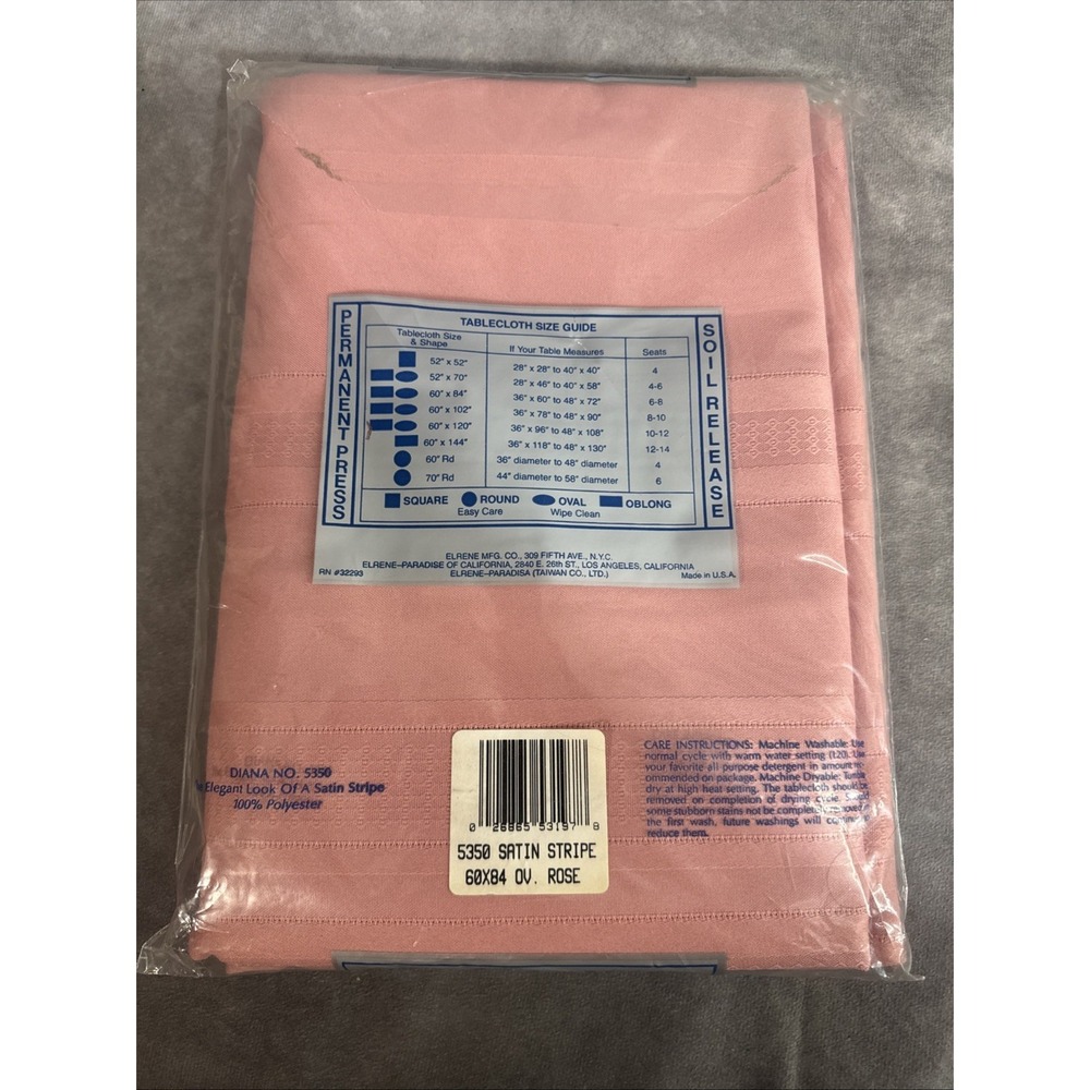 satin striped fabric tablecloth Scotchgard stain Resistant pink 60x84 Oval - Picture 6 of 6